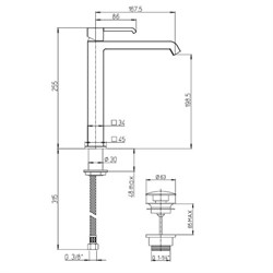 Смеситель для раковины Paini Q 19CR211LLWFSR высокий с каскадным изливом - фото 75999
