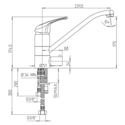 Смеситель для кухни Paini Creta 100 42CR5611KM с подключением для посудомоечной машины - фото 76018