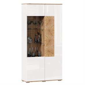 Шкаф двухстворчатый со стеклом 920 Фиджи (правый Дуб Золотой/Белый)