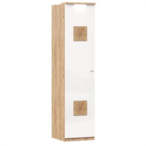 Шкаф одностворчатый с декоративными накладками Фиджи (Дуб Золотой/Белый)
