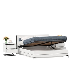 Кровать двуспальная 1600 с подъемным механизмом Норд с тумбами (Белый/Статуарио)