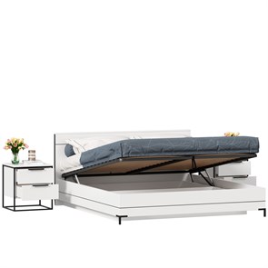 Кровать двуспальная 1800 с подъемным механизмом Норд с тумбами (Белый/Статуарио)
