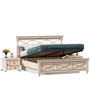 Кровать двуспальная 1600 с подъёмным механизмом с тумбами Амели (Дуб Прованс)