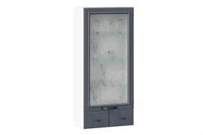 Шкаф кухонный настольный с витриной 600 Марина (Белый/Дуб фактурный антрацит)