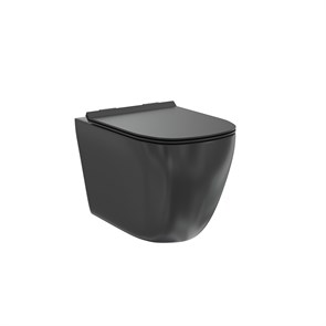 Унитаз подвесной безободковый Creto Logan L1 1001-002-L1BLMAT с крышкой-сиденьем микролифт, матовый черный