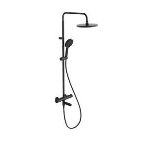 FO.302.KM.BLK.M Душевая колонна FONTE на 3 потока с пов.изливом с термостатическим смесителем, черный матовый