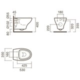 Набор Sanitana подвесной POP: чаша + крышка термопласт - фото 75279